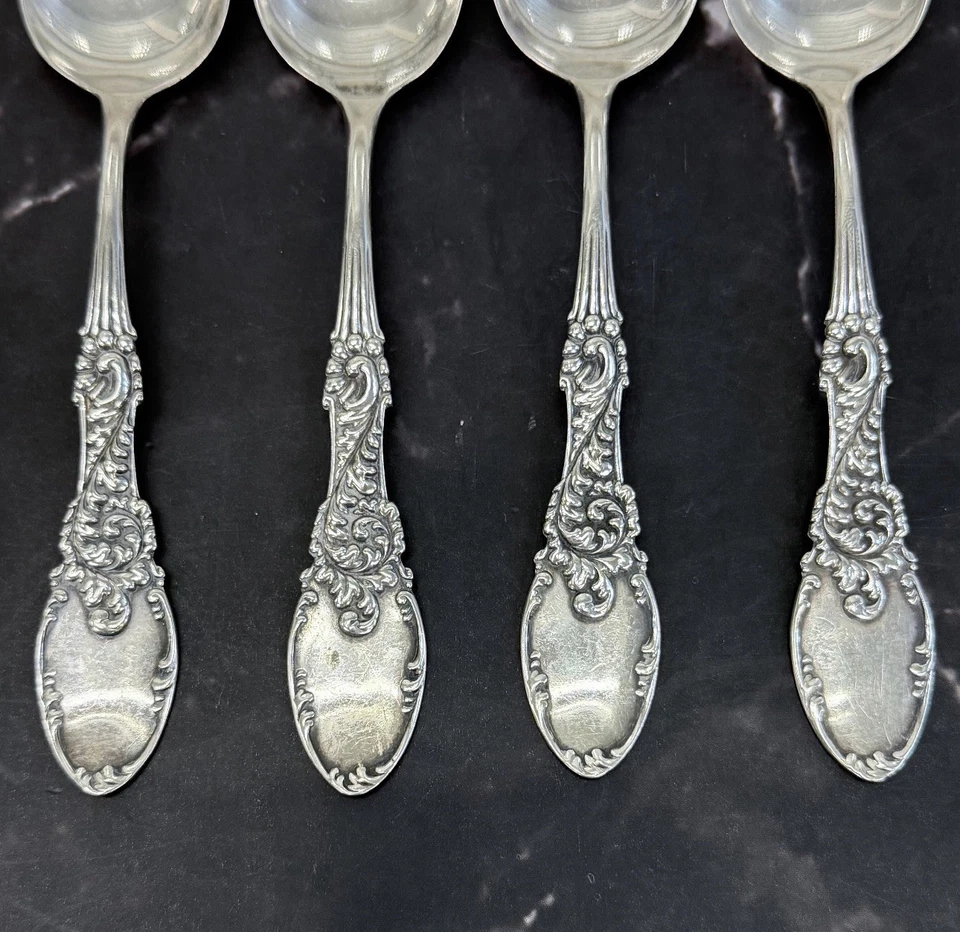 Juego de 4 cucharaditas Frank Whiting tirolesa de plata esterlina cinco en punto Foto 2 de 4