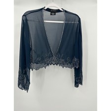 Womens Sheer Beaded Topper Jacket Size 18W Boho Evening Layer Romantic