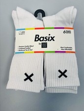 Basix by Odd Socks 6 Pair Pack Socks - Men 8-12 (M) Crew White