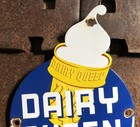VINTAGE DAIRY QUEEN ICE CREAM 8.5” PORCELAIN GASOLINE GAS OIL SODA POP SIGN — photo 5