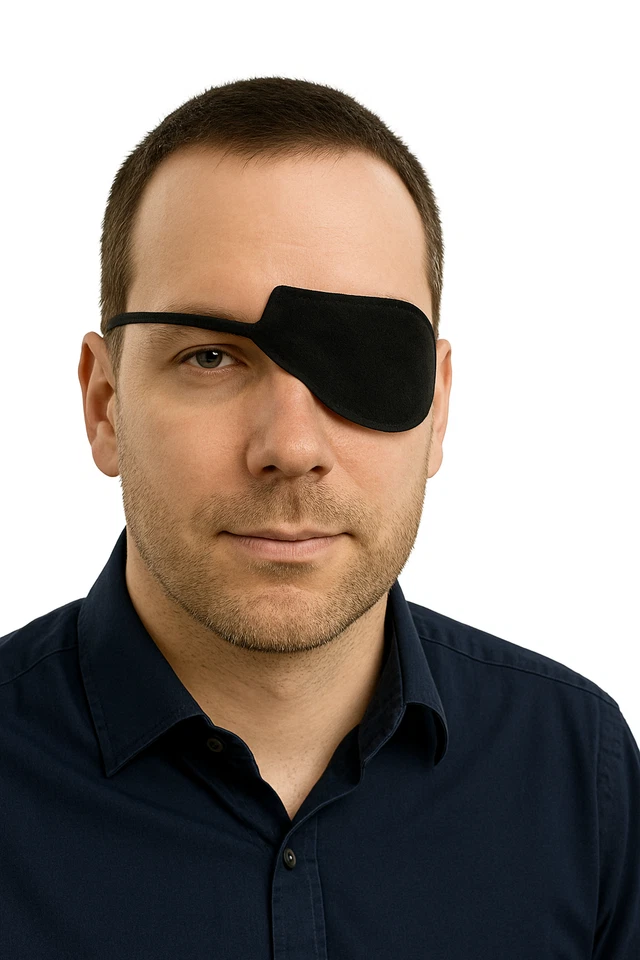 Augenbinde Augenklappe medizinisch schwarz Gummiband 5,5x13 cm nach OP Baumwolle - Bild 3 von 4