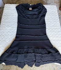 Chanel Fall 2007 07A Black Pleated Knit Dress Size 42 Karl Lagerfeld