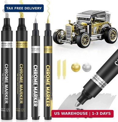 4Pcs Permanent Chrome Paint Markers,Liquid Mirror-Chrome Paint Pen for Metal,Jew