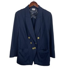 CAbi Size 12 Grand Slam Navy Nautical Double Breasted Blazer Preppy Boat 5150