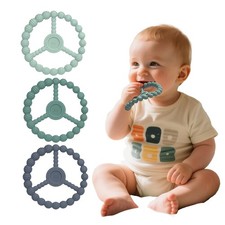 3 Pack Teething Ring Toys, Silicone 3.88 x x 0.51 Inch, Mint Green Blue
