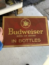 Budweiser Anheuser Busch Beer Advertising Sign ROG “In Bottles 1964 Bar Mancave