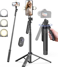71" Phone Tripod,Tripod for iPhone with Fill Light and Rechargeable Remote,Alumi