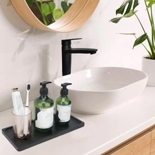 Bamboo Vantity Tray, Black - Counter Tray 12 x 6 x 0.75 inch