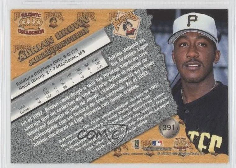1998 Pacific Crown Collection Platinum Blue Adrian Brown #391 - Image 2 of 2