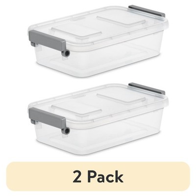 2-Pack 2.7 Quart Clear Plastic Storage Box with Write-on Lid Latches Modular