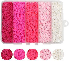 4000Pcs Pink Clay Beads for Bracelets Making Kit, 6Mm Heishi Beads Polymer Clay