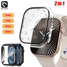 For Apple Watch Series 11 10 9 8 7 41/42/45/46mm Hard Case Glass Screen Protect