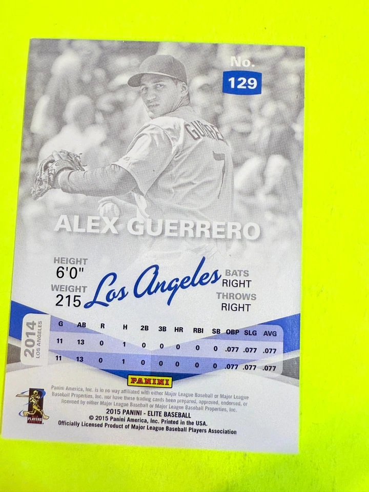 69031 2015 Elite 21st Century #129 Alex Guerrero DODGERS 38/199 - Image 2 of 3
