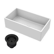 Nuie Farmhouse Kitchen Sink, Single Bowl, Fireclay Apron Front Sink 33x18x10"