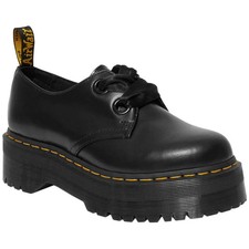 Image of Dr Martens 2 Hole Holly Black Platform Buttero Leather Women's Lace Up UK 4-8.