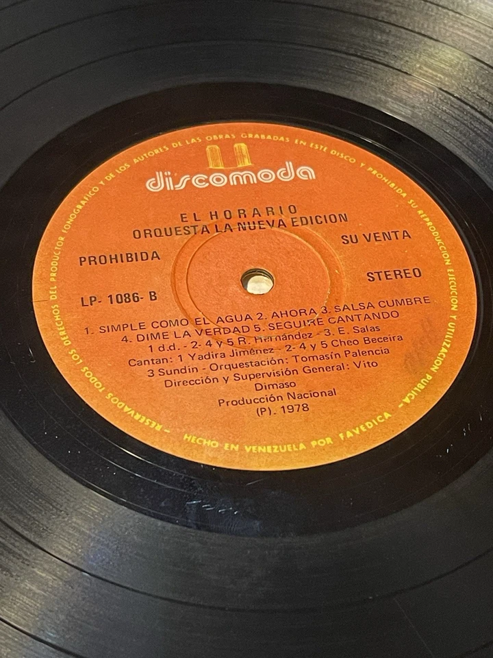 Orquesta La Nueva Edicion ‎– El Horario - Salsa Guaguanco Venezuela 1979 - Image 4 of 4