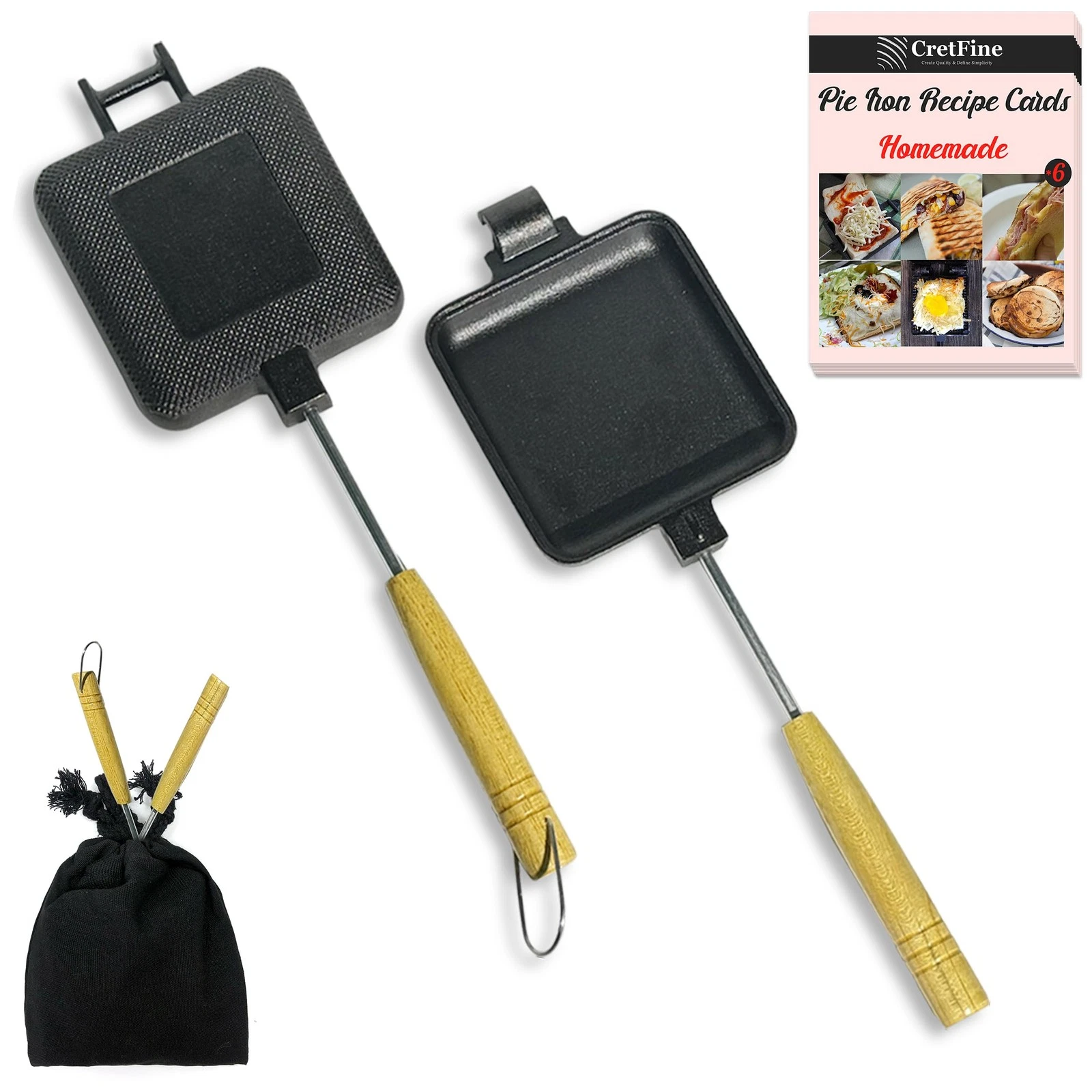MiniSnack Cast Iron Pie Maker Sandwich Press for Camping and Stovetop, Double...
