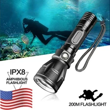 200000LM Scuba Diving Light Underwater LED Flashlight Dive Camping Lanterna US
