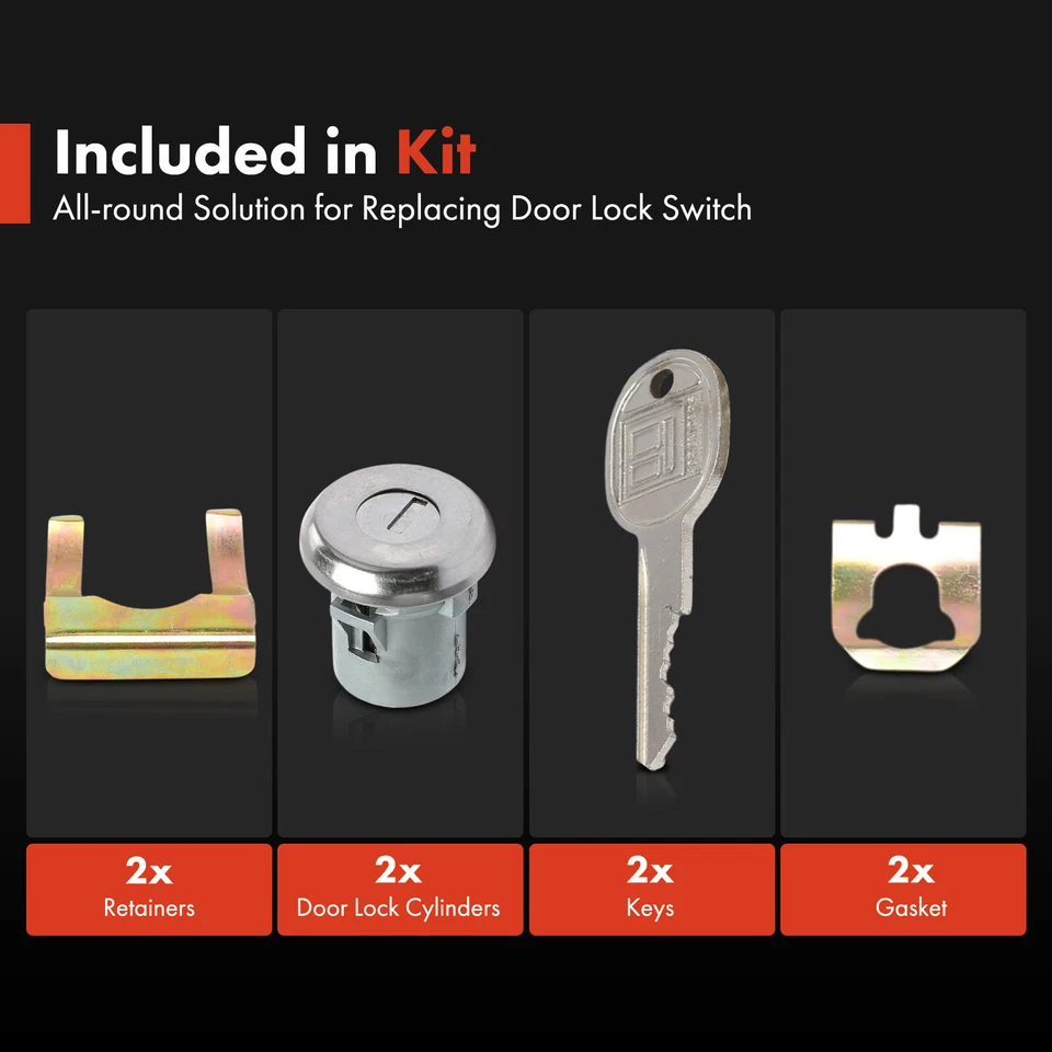 Juego de cilindros de cerradura de puerta con 2 llaves para camioneta Chevrolet Impala El Camino K10 G10 Foto 4 de 4