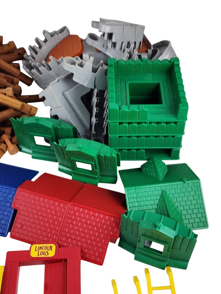 ENORME Lote 400+ Piezas Troncos Lincoln Techos Ventanas Puertas Fuerte Castillo Manuales Foto 3 de 4