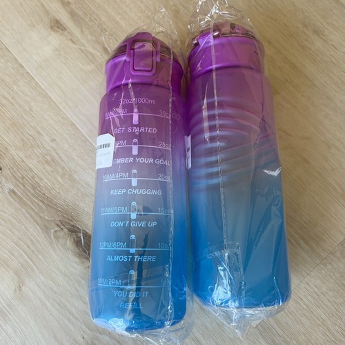 32 oz Sports Motivational Drinking Water Bottle with Time Marker BPA Free 2 Pack - Picture 5 of 10