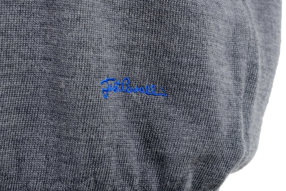 Suéter Just Cavalli Para Hombre 100% Lana Gris Cuello en V US M IT 50 Foto 4 de 4