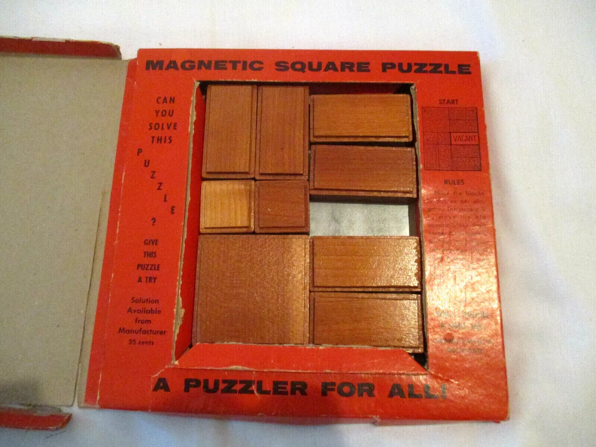 Dureke & Sons Wood Magnetic Square Solitaire Puzzle 1961