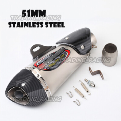 Motorcycle Universal Exhaust System Tail Muffler Vent Pipe Slip On Modified 51mm