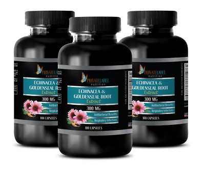Echinacea & GoldenSeal Root - Helps Stimulate Immune System - 3 Bottles 300 Caps