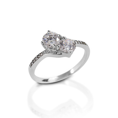 Kelly Herd Pavé-Bandring mit zwei Steinen - Sterlingsilber