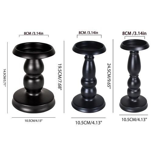 Iron Art Vintage Candlestick Black Candle Stand Banquet Dinning Table - Picture 2 of 12