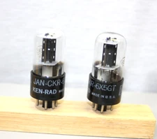 NOS 2 GE KEN-RAD MATCHED JAN-CKR 6X5GT Rect Tubes - Tested on 539B - Same Dates