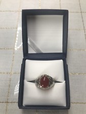 Men Ring STERLING SILVER 925 Natural Red AGATE AQEEQ Size 10