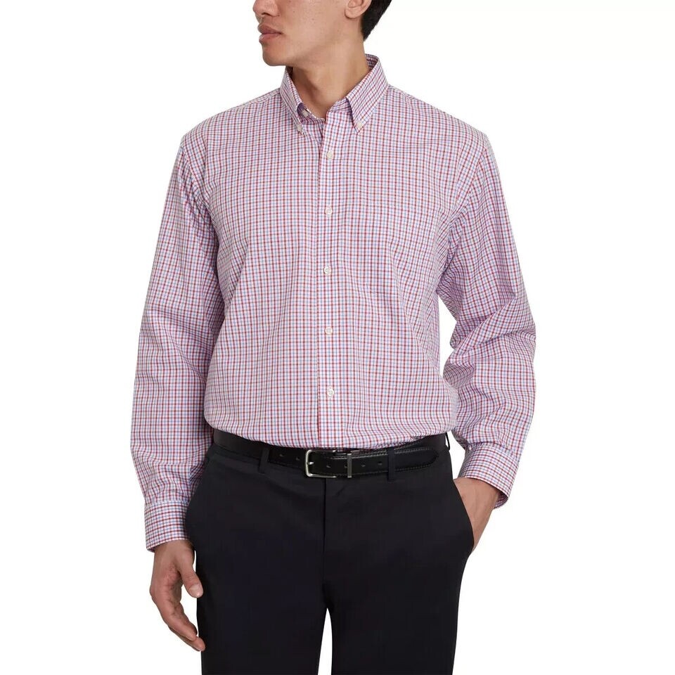 Kirkland Signature Men's Traditional Fit Dress Shirt, Plaid , Red 16 X  34/35 *
