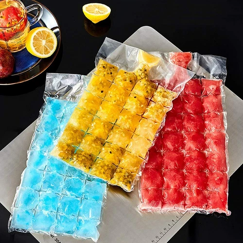100 Ice Cube Freezer Bags 2400 Disposable Cubes Maker Clear Bag Fridge Party BBQ - Picture 1 of 9