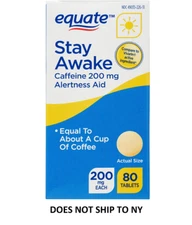 Equate Caffeine 200mg Tablets, Alertness & Energy Aid, 80 Count
