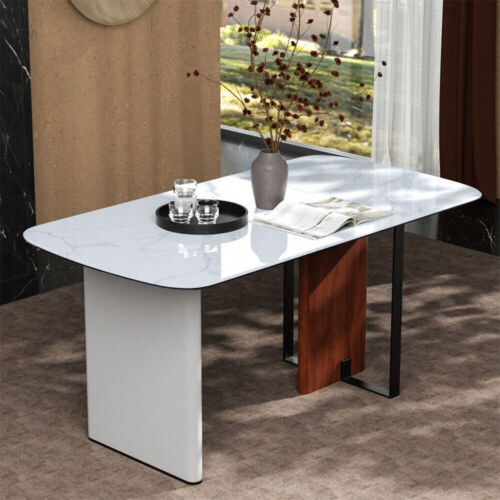 Rectangular Marble Dining Table Luxury Family Dinner Tables Kitchen Living Room - Picture 3 of 16