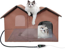 Heated Cat House with Intelligent Thermostat, Foldable Insulated Shelter for Ind