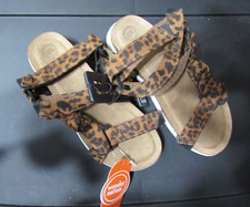 New Wonder Nation Bow Sandal Size 3 Girls Brown Leopard Print