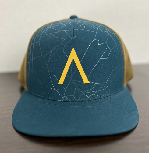 ARC'TERYX Fractus One Size Fits Adjustable Five Panel Trucker Hat Teal & Gold