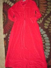 Vanity Fair Vintage Red Full with Zip Front Long Sleeve Robe Woman's Medium