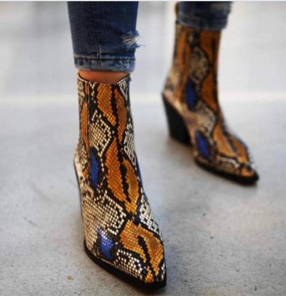 NEW with box Aeyde 'Kate' Multi Snake Print Ankle boots