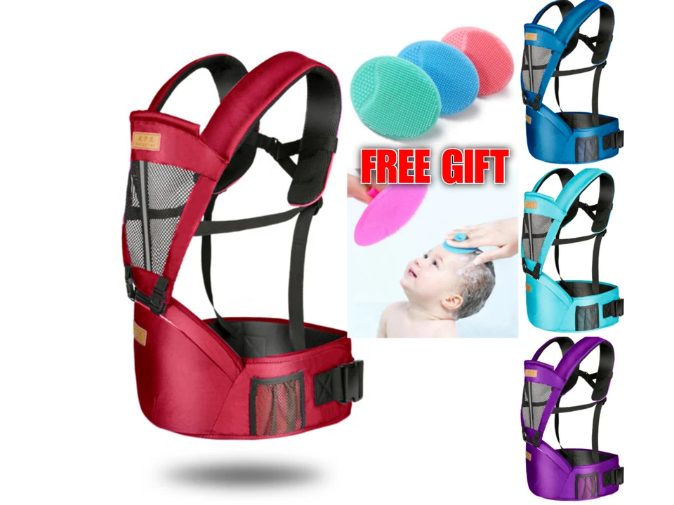Mochila portabebés ergonómica canguro con asiento de cadera delantero y trasero regalo gratis Foto 2 de 4