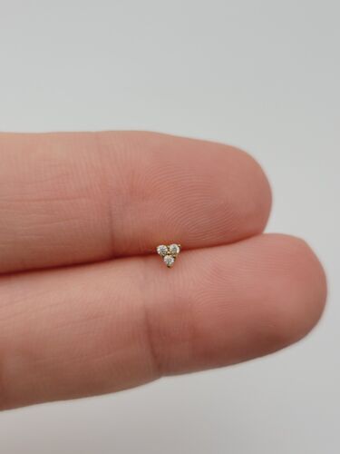 20G/18G/16G Titanium Gold Triangle Push Pin Labret, Threadless Flat Back Earring - Picture 14 of 17