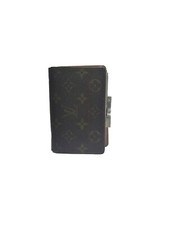 Vtg USA LOUIS VUITTON Kiss-Lock Coin Monogram Brown Leather Bifold Wallet SD0977