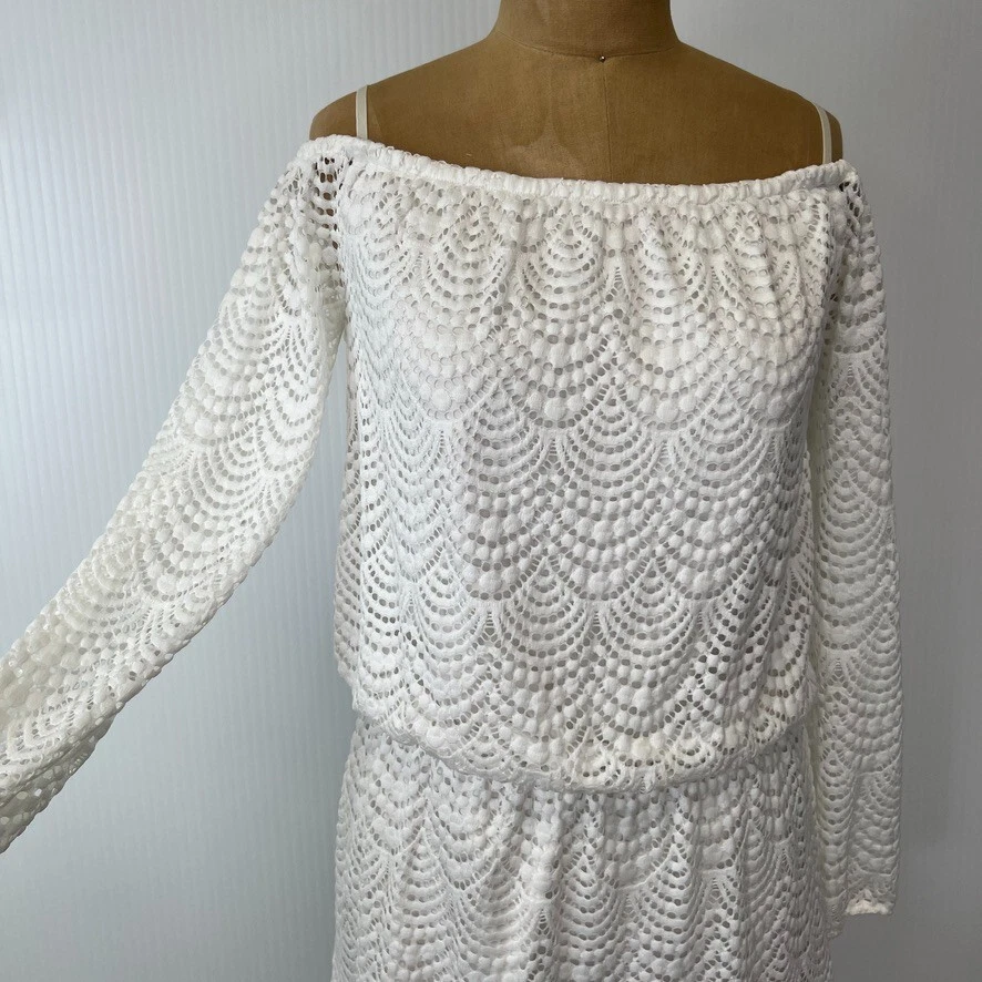 Romper Lilly Pulitzer Feminino Pequeno Renda Floral Transparente Forrado Fora do Ombro Núcleo Não - Imagem 2 de 4