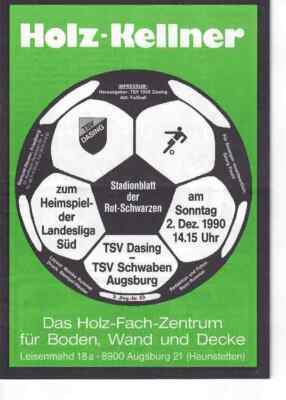 Football programme booklet 90/91 Landesliga TSV Dasing-Swabia Augsburg