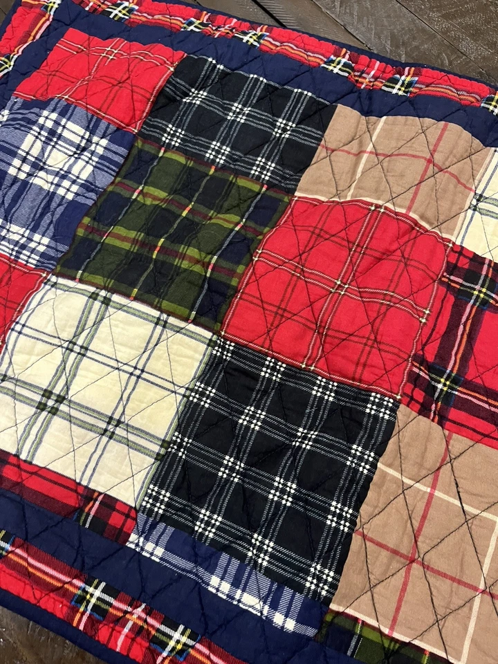 Almohada de campo a cuadros Martha Stewart casa de campo King Sham acolchada retazos a cuadros Foto 3 de 4