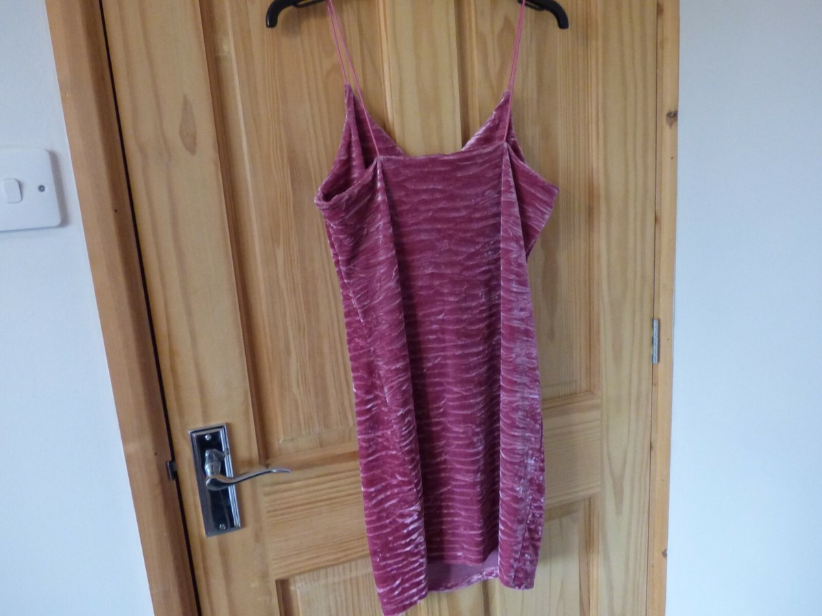 Ladies New Look Pink Velour Velvet Spaghetti Strap Dress Size 12 (New With  Tags) | eBay UK