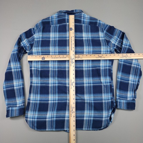 Polo Ralph Lauren Shirt Mens Medium Blue Plaid Indigo Flannel Casual Outdoor - Picture 7 of 9